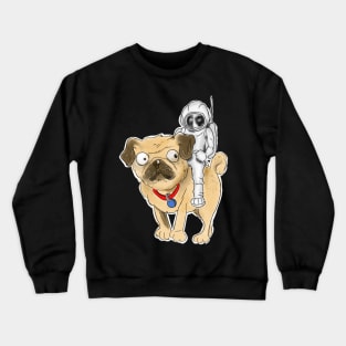 Astronaut riding a pug dog Crewneck Sweatshirt